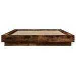 vidaXL Cadre de lit et lumières LED sans matelas chêne fumé 120x190cm