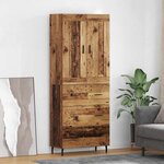 vidaXL Haut Armoire 2 Pièces Bois Ancien Bois Aggloméré et Verre