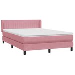 vidaXL Sommier à lattes de lit avec matelas rose 160x220 cm velours