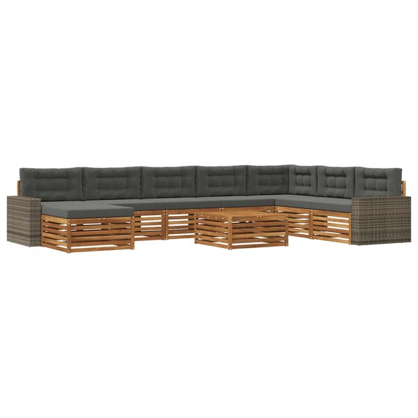 vidaXL Ensemble de canapés d'extérieur 9 Pièces Naturel et Anthracite