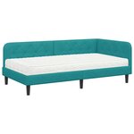 vidaXL Cadre de lit d'angle Turquoise 90 x 190 cm Velours