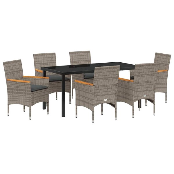 vidaXL Ensemble de salle à manger pour jardin 7 Pièces Gris Poly rotin