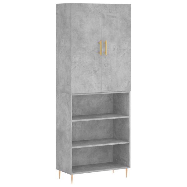 vidaXL Buffet haut Gris béton 69 5x34x180 cm Bois d'ingénierie