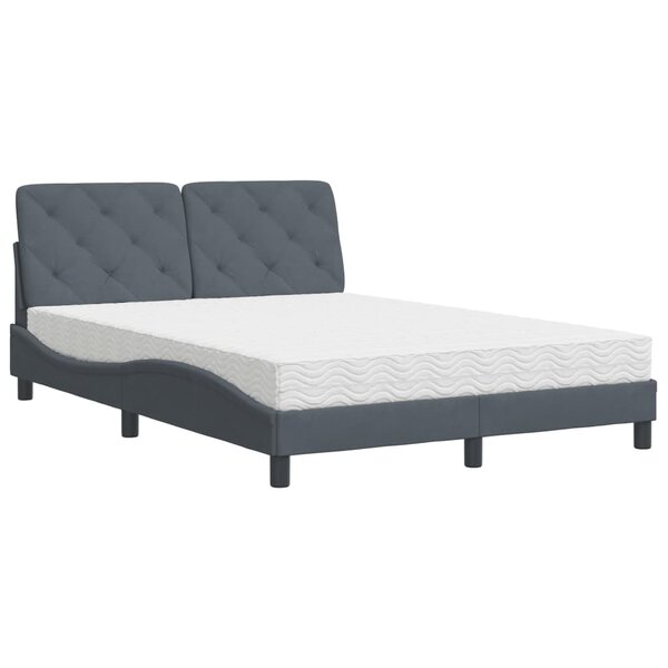 vidaXL Lit avec matelas gris foncé 140x200 cm velours