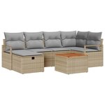 vidaXL Ensemble de canapé de jardin 7 Pièces Beige Poly rotin