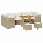 vidaXL Ensemble de canapé de jardin avec coussin 10 Pièces beige et crème