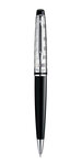 WATERMAN Expert Deluxe stylo bille, Noir avec capuchon ciselé, Attributs palladium, recharge bleue pointe moyenne, écrin