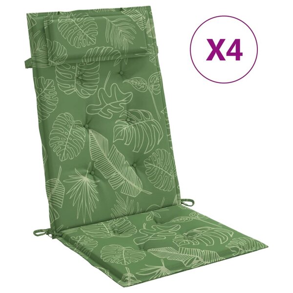 vidaXL Coussins de chaise à dossier haut lot de 4 modèle de feuille