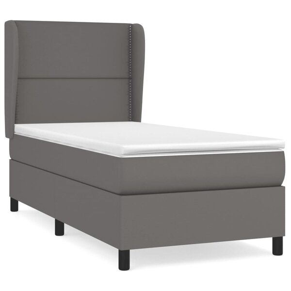 vidaXL Sommier à lattes de lit avec matelas Gris 90x200 cm Similicuir