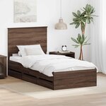 vidaXL Cadre de lit avec tiroir Chêne brun 90 x 190 cm Bois Ingénierie