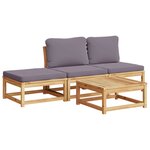 vidaXL Salon de jardin 4 Pièces avec coussins Bois d'acacia solide