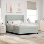 Lit box spring vidaXL avec matelas Gris clair 140x200 cm Velours