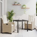 vidaXL Ensemble de salle à manger pour jardin 3 Pièces Beige polyrotin