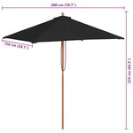 vidaXL Parasol de jardin avec mât en bois noir 150x200 cm