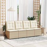 vidaXL Canapé de jardin avec coussin Beige Poly rotin