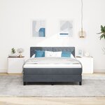 Lit Box Spring vidaXL avec Matelas Gris Foncé 160x200 cm Velours