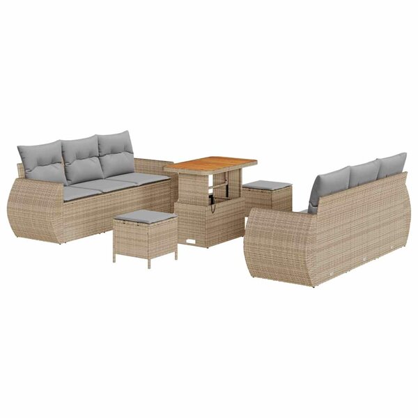vidaXL Ensemble de canapé de jardin 9 Pièces beige et gris clair