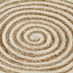 vidaXL Tapis fait à la main Jute avec design de spirale Blanc 150 cm