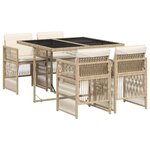 vidaXL Ensemble à manger de jardin avec coussins 5Pièces Beige poly rotin
