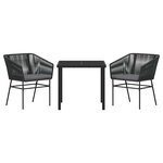 vidaXL Ensemble de salle à manger pour jardin 3 Pièces Noir Poly rotin