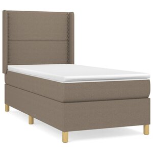 vidaXL Sommier à lattes de lit avec matelas Taupe 90x190 cm Tissu
