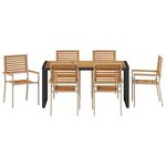 vidaXL Ensemble de salle à manger pour jardin 7 Pièces Beige et Marron