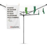 BRABANTIA - 310683 - Séchoir Essential - 50 metres  douille plastique  Ø 35 mm  4 bras  Metallic Grey