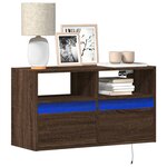 vidaXL Meuble TV mural avec lumières LED chêne marron 80x31x45 cm