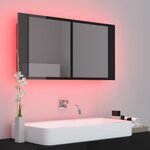 vidaXL Armoire à miroir de bain à LED Noir brillant Acrylique
