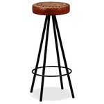 vidaXL Ensemble de bar 3 Pièces Bois de récupération Cuir véritable et toile
