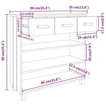 vidaXL Table console HAMAR Blanc 90x35x90 cm Bois massif de pin