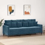 vidaXL Canapé à 3 places Bleu 180 cm Velours