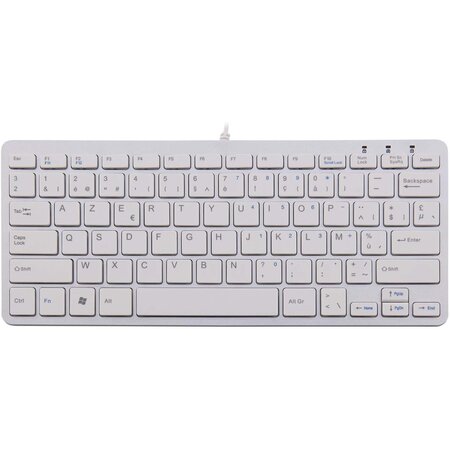 Clavier compact ultra mince ergonomique - surface plane- azerty (be) usb blanc r-go tools