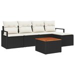 vidaXL Ensemble de canapé de jardin avec coussin 6 Pièces Noir Poly rotin