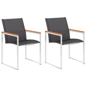 vidaXL Chaises de jardin lot de 2 Textilène et acier inoxydable Gris