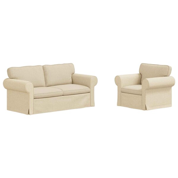 vidaXL Canapé 2 Pièces Crème 175 x 82 x 80 cm tissu