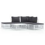 vidaXL Salon de jardin avec coussins 6 Pièces blanc acier