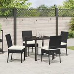 vidaXL Ensemble de salle à manger pour jardin 5 Pièces Noir Poly rotin