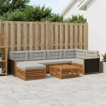 vidaXL Ensemble de canapés d'extérieur 7 Pièces Naturel et gris clair