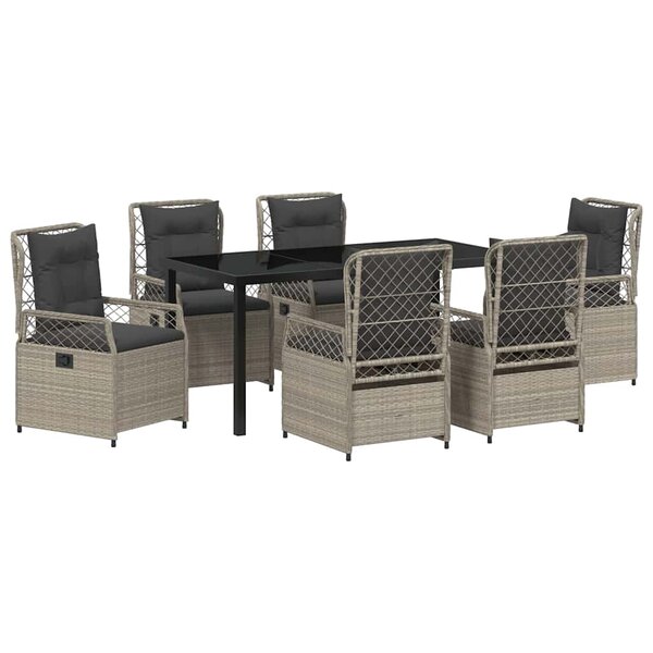 vidaXL Ensemble de salle à manger pour jardin 7 Pièces Gris clair