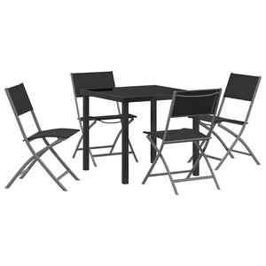 vidaXL Ensemble de salle à manger pour jardin 5 Pièces Noir