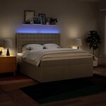 vidaXL Sommier à lattes de lit avec matelas Crème 180x200 cm Tissu