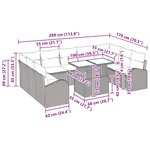 vidaXL Ensemble de canapés de jardin en 10 pièces avec coussins en poly rotin gris