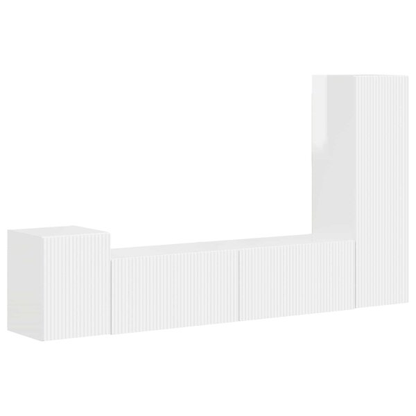 vidaXL Ensemble meuble TV 4 Pièces Blanc brillant Bois d'ingénierie