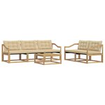 vidaXL Ensemble de canapés d'extérieur 6 pc Blanc et Beige