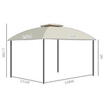 Tonnelle barnum pavillon de jardin style colonial double toit toiles latérales amovibles 3 6l x 2 97l x 2 73h m polyester crème café