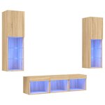 vidaXL Unités murales TV avec LED 5 Pièces chêne sonoma bois d'ingénierie