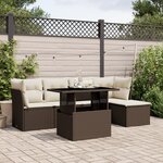 vidaXL Salon de jardin avec coussins 6 Pièces marron résine tressée