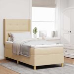 vidaXL Lit à ressorts avec matelas Crème 140 x 200 cm tissu