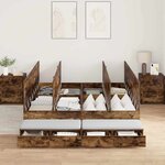 vidaXL Cadre de lit avec rangement Chêne fumé 226 5 x 140 x 31 5 cm